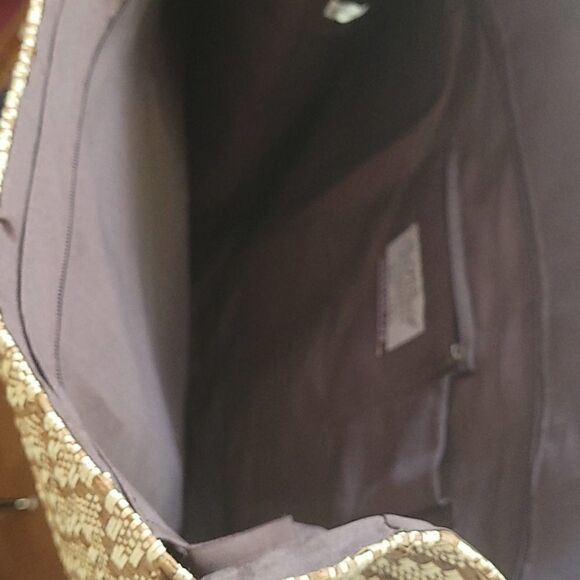 Sun & Sand Beach Tote Woven Straw weaved Ivory Brown Large bohemian neutral - Picture 7 of 10